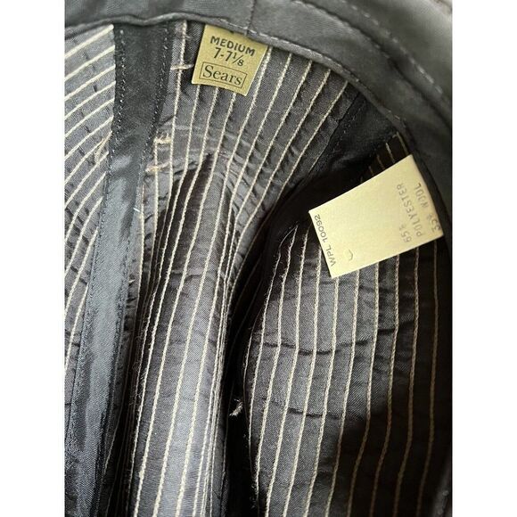 Vintage 70’s Sears Gray Wool Poly Tweed Fedora Hat Unisex Medium 7 - 7 1/8 - Picture 7 of 9